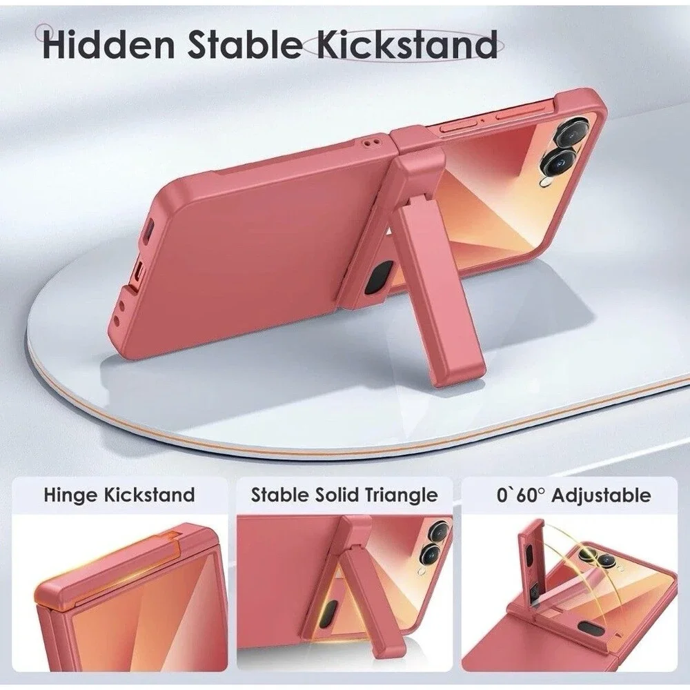 for Galaxy Z Flip 7 Case, with Hidden Kickstand, Built-in Screen Protector, Cora